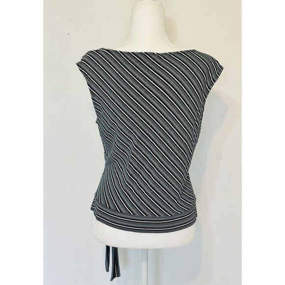 Ann Taylor Loft Women Size L Sleeveless Side Tie Striped Blouse Career Feminine - Picture 5 of 10